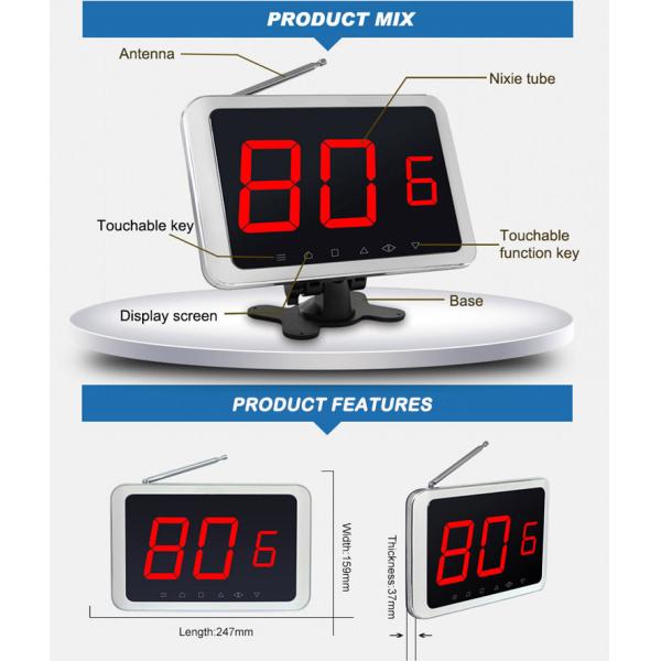 Монитор номера телефона стола в ресторане показывает номер стола и тип обслуживания, например, счет, звонок, напиток,
