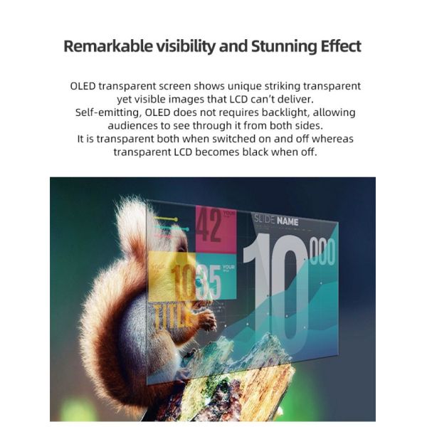 55 inch High Transparency Full Color LG Transparent TV OLED Display for Retail Store & Airport Advertising
