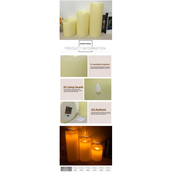 Extra Large Diameter LED Pillar Candle with Remote Control and Real Wax Flameless Design