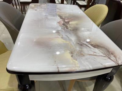 6 Pieces Oak Dining Table Set With Good Color Fastness High Density Material