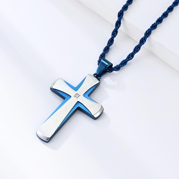 Cross Necklace for Men Stainless Steel Cross Pendant Mens Cross Necklace Christian Jewelry Religious Gifts