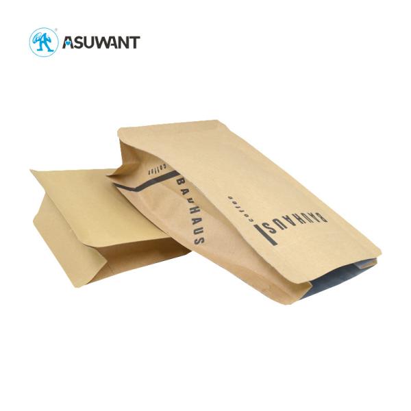 Resealable Kraft Paper Flat Bottom Mylar Coffee Bags
