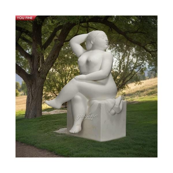 Outdoor Decoration Marble Fat Lady Statue for Sale