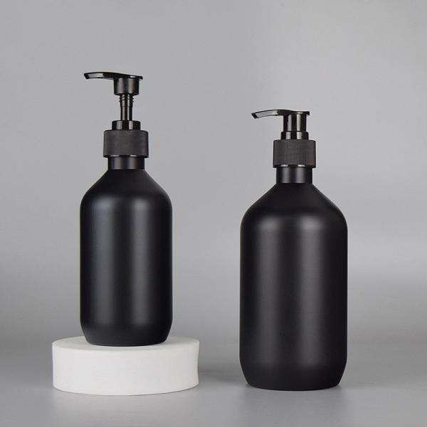 Matte Black Plastic Shampoo Pump Bottle PET Round 300ml 500ml