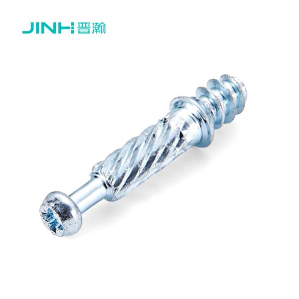 JH-2170 Electroplated Blue Zinc Finish Eccentric Connecting Screw 32mm Cold Drawn Steel Bolt for 15mm Furniture Panels