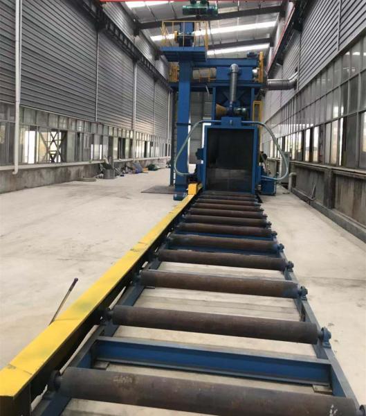Heavy Duty Beams Roller Conveyor Blast Machine With Cartridge Filter Dustless