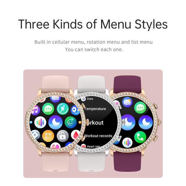 Montres intelligentes pour les femmes composer les appels, 1,32' 'Diamond Smartwatch Fitness Tracker