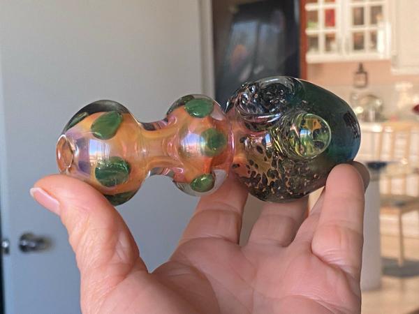 4.5 Hand Blown Glass Tobacco Pipes Blue Blizzard / Orange Yellow Wigs