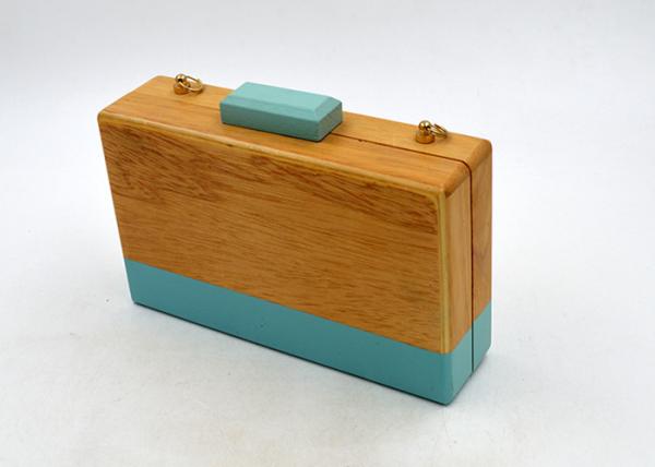 Elegant Rectangle Shape Wooden Clutch Purse , Acrylic Evening Box Clutch Bag