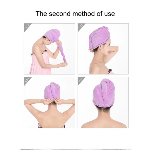 Diseños de impresión personalizados Envase de toalla con turbante de microfibra elástica para secado de cabello con ducha