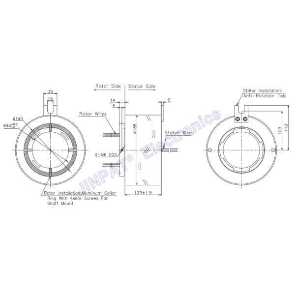 LPT096 300 оборотов в минуту через отверстие скользящего кольца внутренний диаметр 96 мм