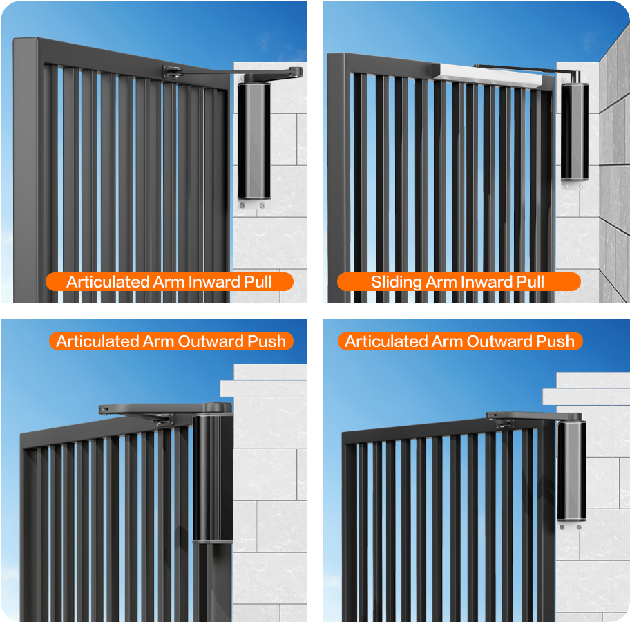 Karm4 Pro 24V Articulated Arm Swing Gate Opener 250KG Access Control Anti Pinch Protection