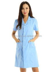 65% 35% Polyester Cotton Good And Comfortable Medical Scrubs Hospital Nurse Uniforms with Short Sleeve 3-pockets lab coat