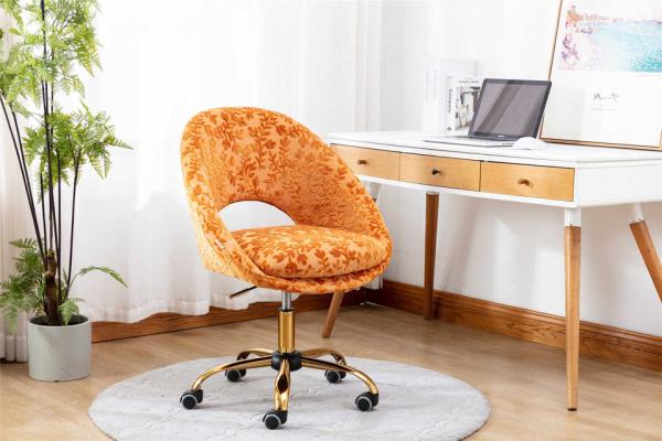 Orange Leisure 360Degrees Living Room Office Chair D18.90”Velvet Fabric