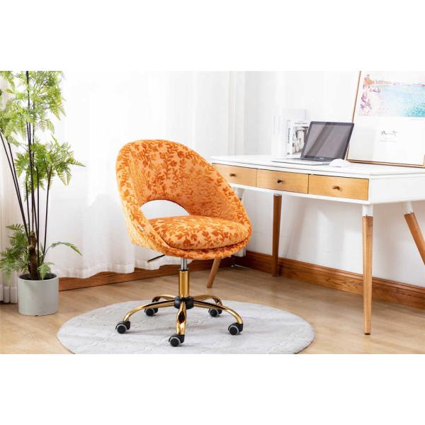 Orange Leisure 360Degrees Living Room Office Chair D18.90”Velvet Fabric