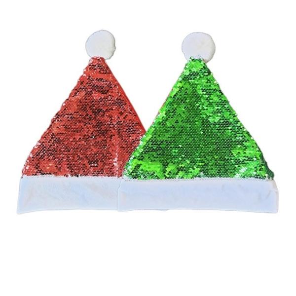 Personalized Sublimation Christmas Hats Red And Green Sequin Santa Hat