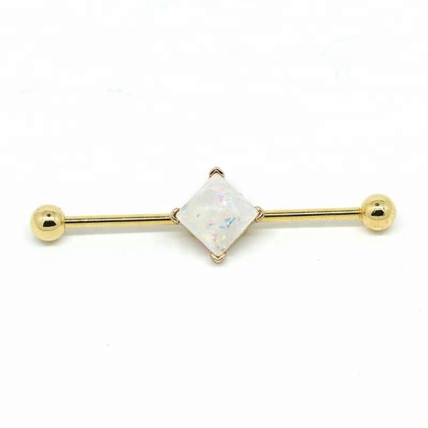 Orange and black acrylic flower industrial ear barbell piercing women jewelry