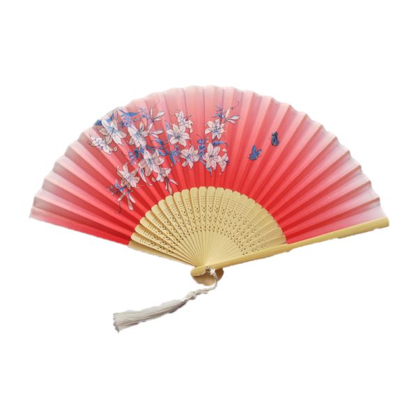 [I AM YOUR FANS] Chinese Flower Pattern Art Craft Gift Folding Fan Party Dance Ancient Style Clothing Hand Fan