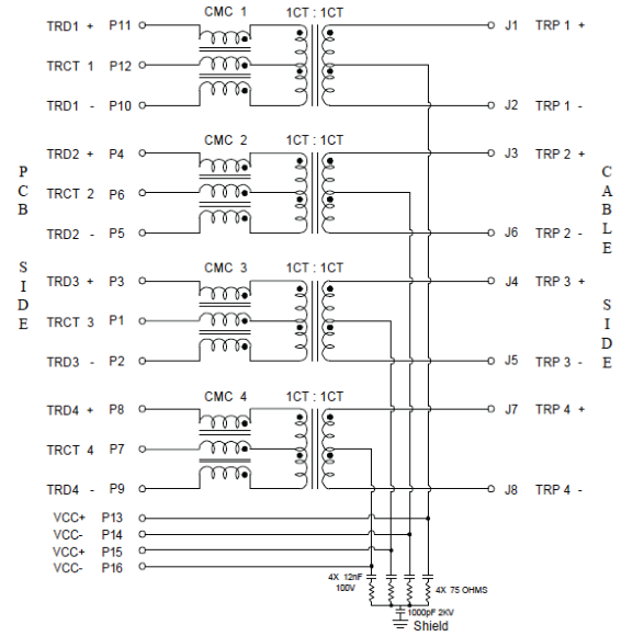 ARJ-146 RJ45 1000 Base-T Jack with Magnetic Module , PoE IEEE802.3af standard