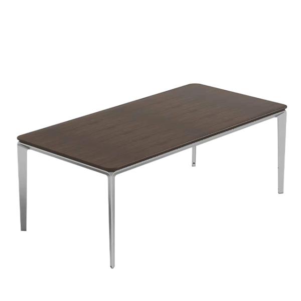 Mesa de café con pie de fundición de aleación de aluminio con cable, espacio de oficina, mesa de té de negociación