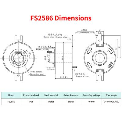 Anillo Colector Conductivo Impermeable IP65 con Agujero Central de 25.4mm para Transmisión de Señal