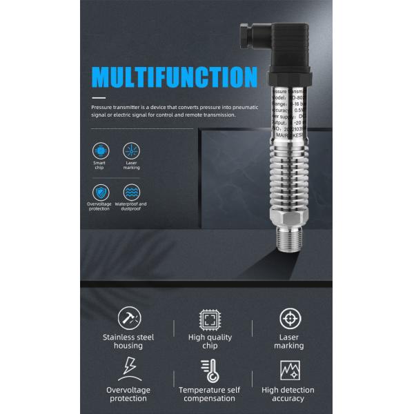 Customized -0.1-60MPa Range High Temp Stainless Steel Liquid Air Pressure Transmitter
