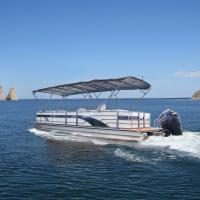 Barco tipo pontón de una sola capa 25-30FT 7.6m de longitud Construcción de aluminio