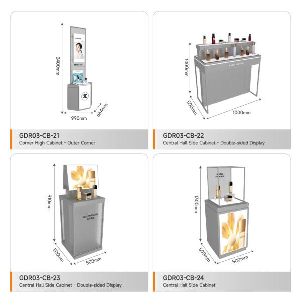 Shop Showcase Grey Wooden Boutique Edge Cabinet With Light Box For Branding Shop Display And Luxury Display Shelf