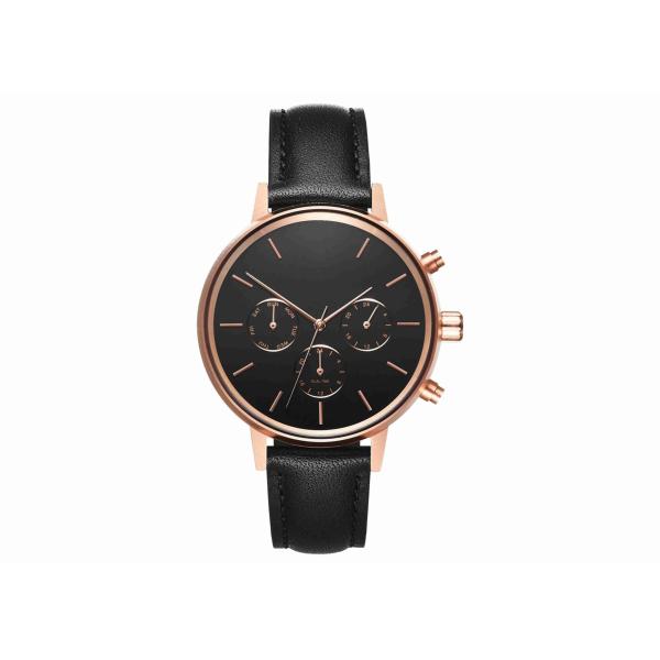 Black italy leather wrist watch mens fashion stainless steel watch