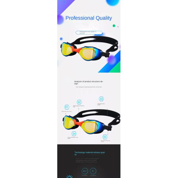 Fashionable Adult Swimming Goggles Electroplated No Fog Swim Goggles