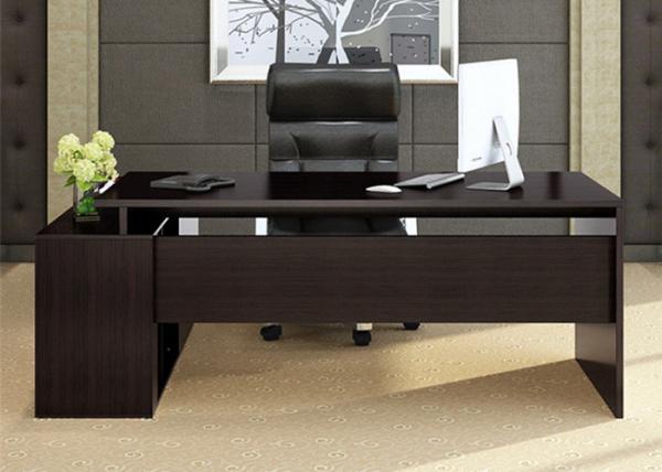 Beautiful Manager Office Furniture / Modern Office Desk Light Walnut / Black Color Custom