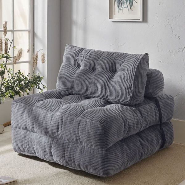 Convertible Tufted Reclining Fabric Extendable Single Sofa Bed Folding Chair Modular Corner Couch Portable Living Room