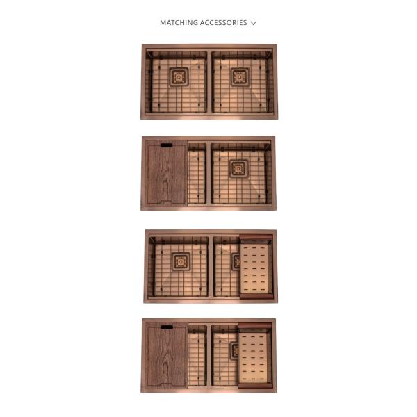 Undermount Stainless Steel Work Station Sink , Copper 36 Double Bowl Farmhouse Sink