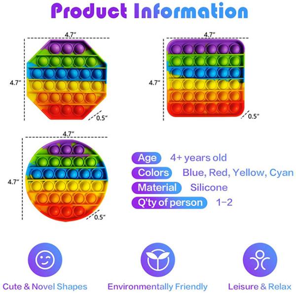 Push Pop Bubble Fidget Sensory Toy Autism Special Needs Stress Reliever Toys Adult Kid Funny Toys Anti-stress Pop It Fid