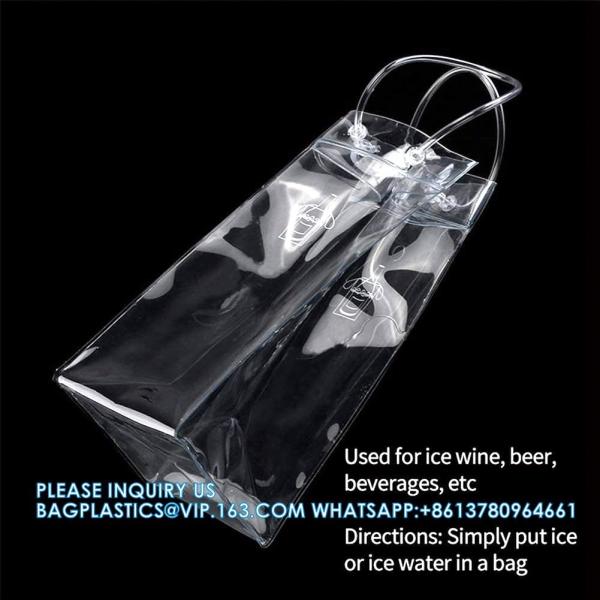 sustainable recyclable Ice Wine Bag With Handle Clear Wine Pouch Cooler For Party,Outdoor,Champagne,Cold Beer