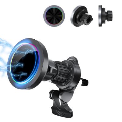 Adjustable RGB Light Effect Iphone Car Charger With Fast Charging And One Hand Operation For Small Diameter Magnetic Design
