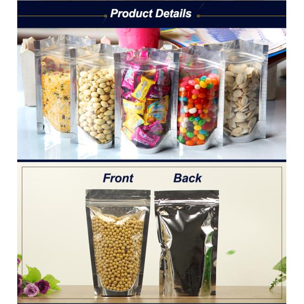 Flat Bottom Plastic Storage Bags With Zippers White Kraft Paper Food Grade