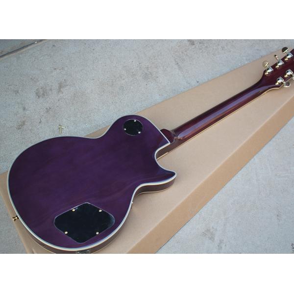 Custom Purple Electric Guitar with Left Handed,Flame Maple Veneer,Gold Hardware,22 Frets,White Binding
