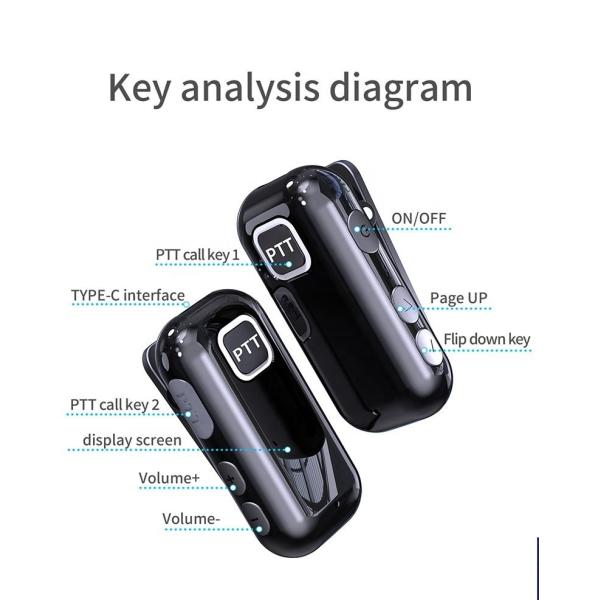 1Km Distance Mini Walkie-Talkie 0.5W 2 Way Radio for Restaurants Talkie Walkie