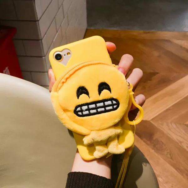 Soft TPU Little Yellow Man Expression Pack Coin Earphone Purse Cell Phone Case Bracket For iPhone 7 6s Plus