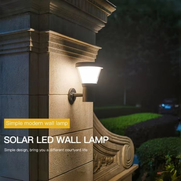 LED Solar Wall Light With High Efficiency Solar Panel 12H Working Time for Villa Garden Lighting