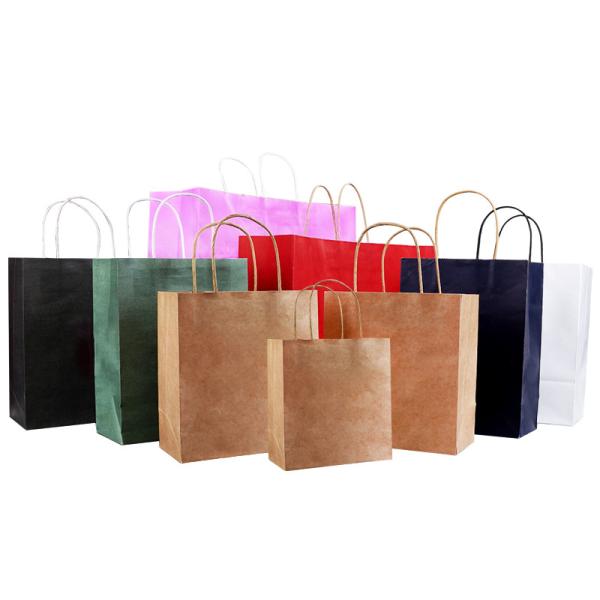 Wholesales Custom Logo Printed Cheap Recycled Take Away Food Packaging Shopping Brown Paper Bag With Twisted/Flat Handle
