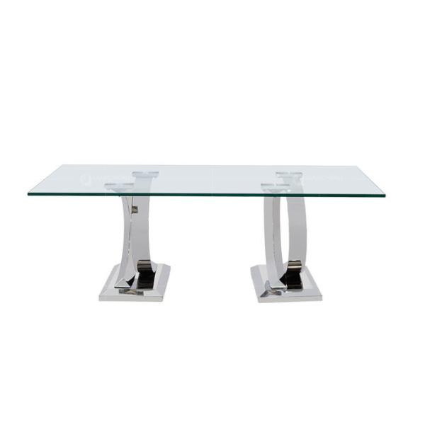 0.18m3 Glass SS Coffee Table Chrome Finished 130cm