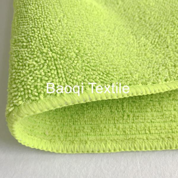 Green 2 layersthick twist solid microfiber dish rags， tea towels wipes,single side kitchen cleaning rags size 40*40cm