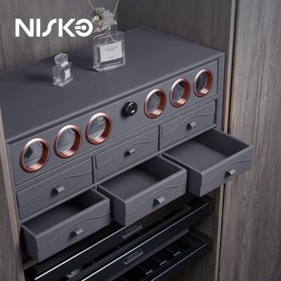 Pull out  Leather Organizer Box Drawer+Automatic Watch Winder Display