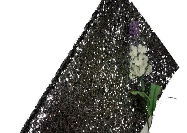 Synthetic Leather Pu Shiny Glitter Fabric , Black Sparkle Glitter Fabric