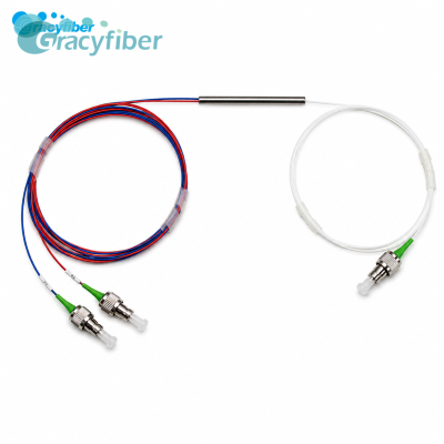 1*2 Fused PM Fiber Coupler，Splitting Ratio 50/50,Steel Tube type,Ф3.0X54,PM 1550nm Panda fiber With 0.9mm Hytrel Blue Tube