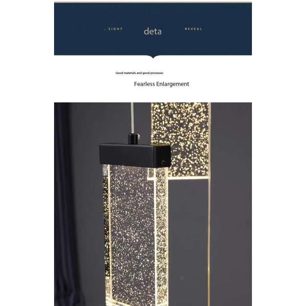 Éclairage de l'escalier du hall d'hôtel Aluminium et lampe suspendue en cristal pour un design moderne