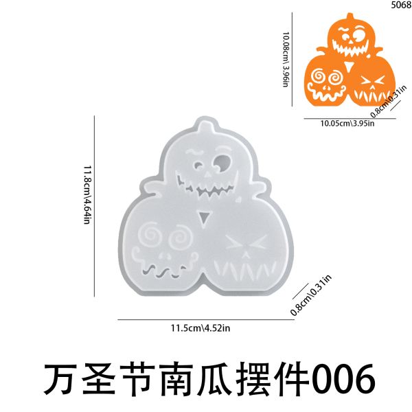 Halloween Hat Pumpkin Devil Pumpkin Triple Connection Pumpkin Candlestick Plugin Pendant Hanging Silicone Mold
