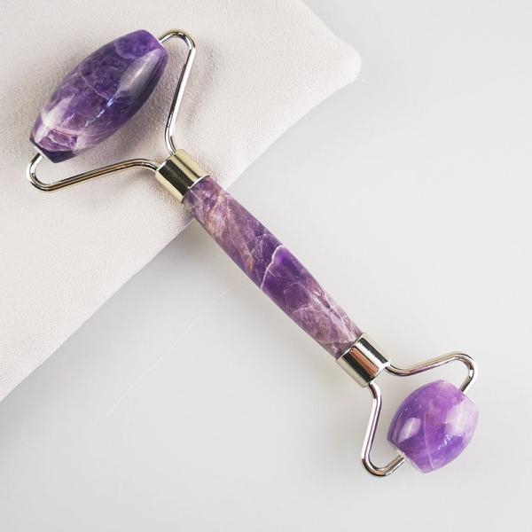 100% Natural Jade Crystal Roller Amethyst Facial Massage Beauty Roller